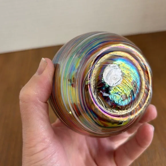 Murano Iridescent Multicolor Swirl Glass Votive Candle Holder - Picture 4 of 7